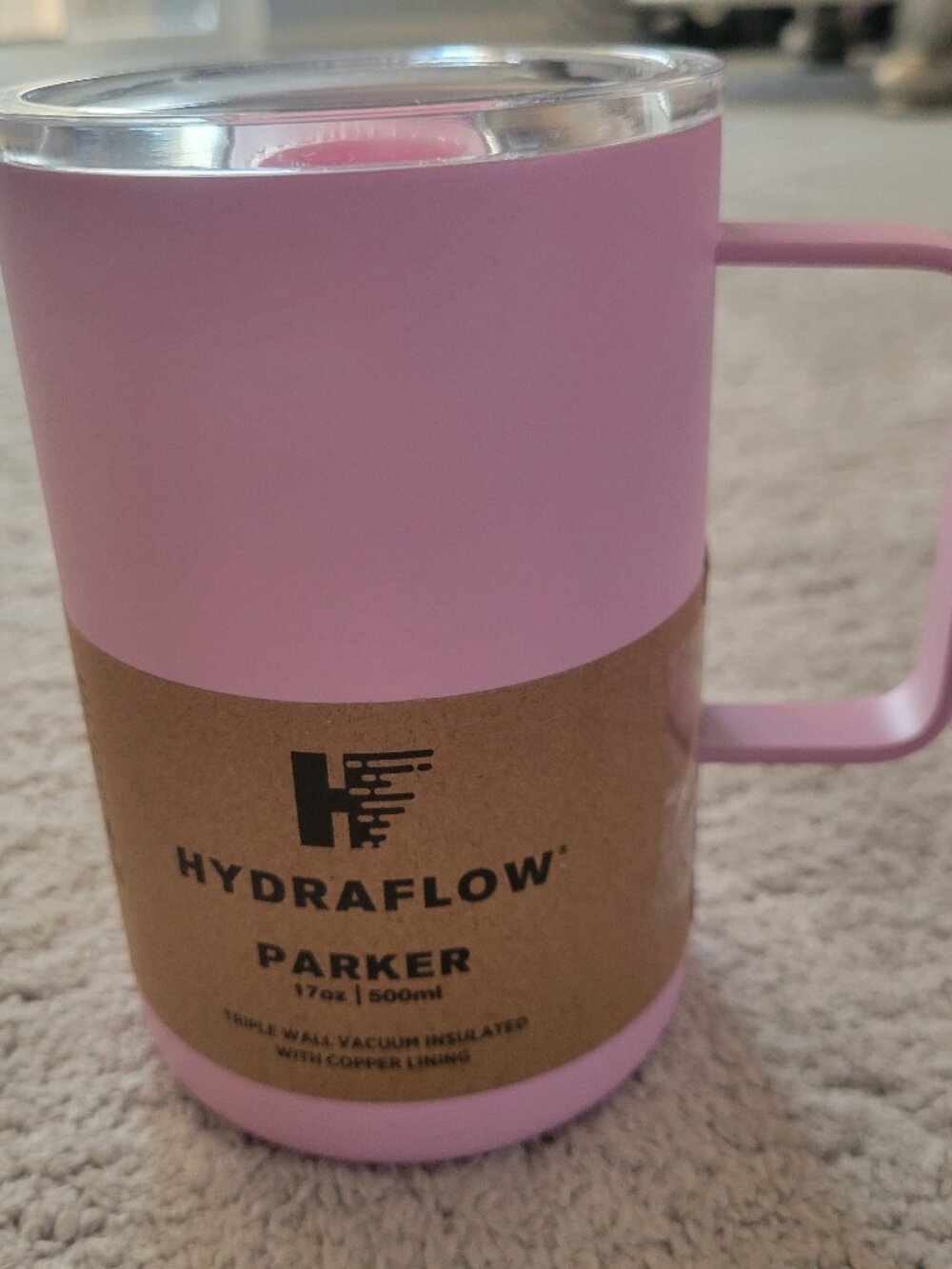 NEW Hydraflow Parker 17 oz Insulated Travel Coffee Mug Pink | Triple Wall Stainl